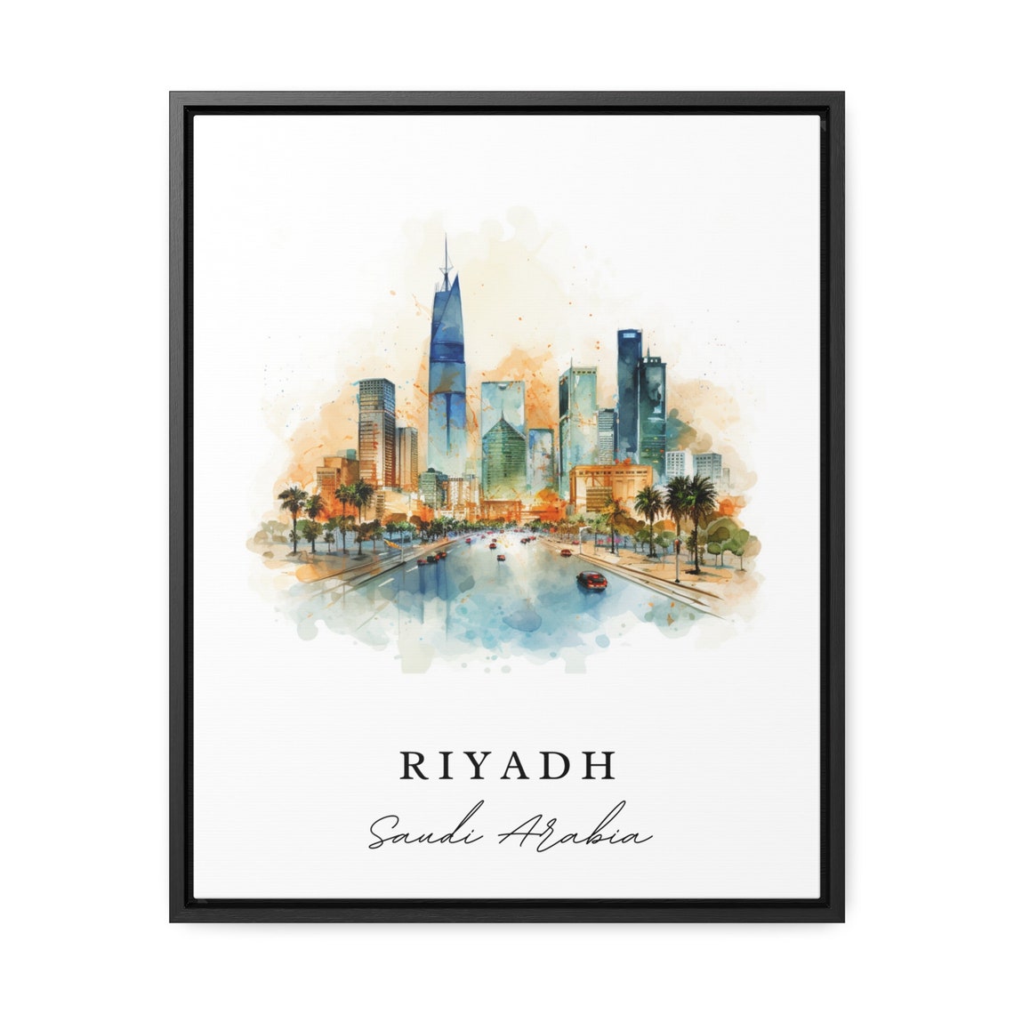 Riyadh Saudi Arabia Watercolor Modern Skyline Cityscape Poster - Image 2