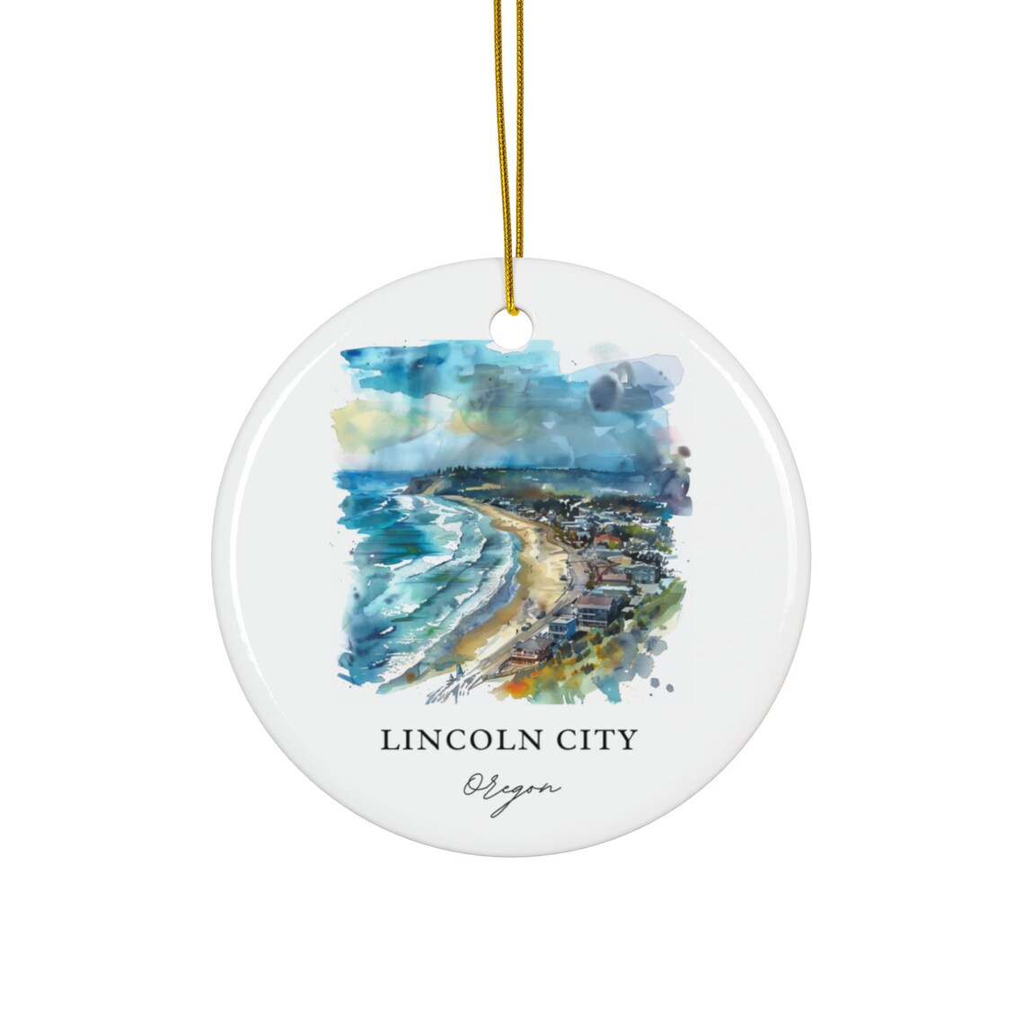 Lincoln City Ornament, Oregon Christmas Art Print