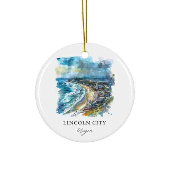 Lincoln City Ornament, Oregon Christmas Art Print