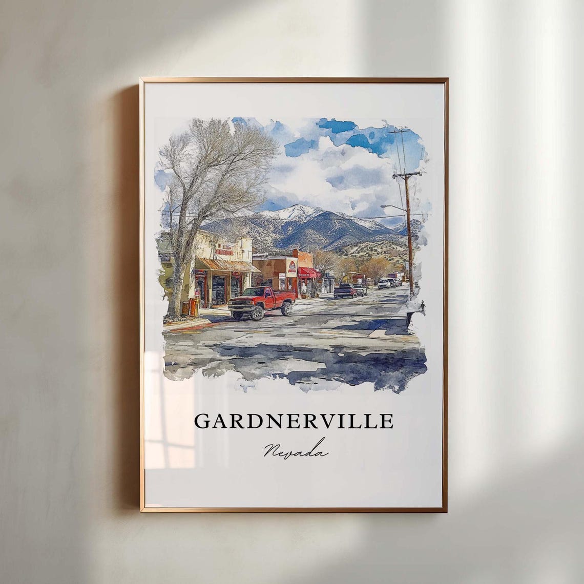 Gardnerville Nevada Western Main Street Snow Capped Sierra View Poster