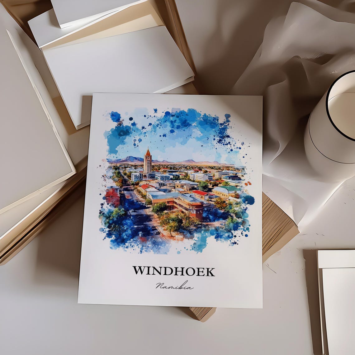 Windhoek Wall Art Namibia Print Watercolor Gift Travel Poster Housewarming - Image 4