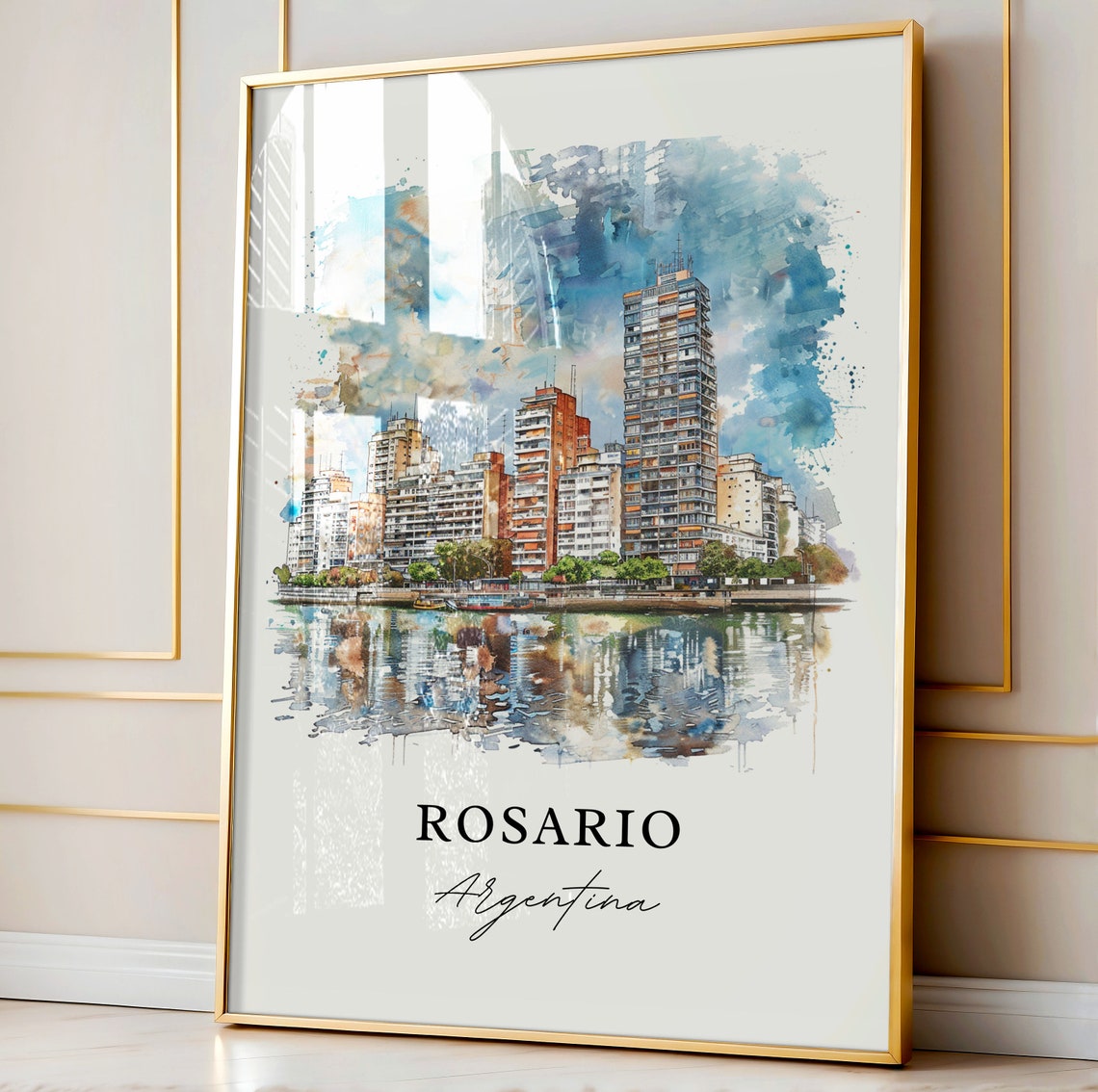 Rosario Argentina Wall Art Print Watercolor Gift Travel Poster Housewarming - Image 4