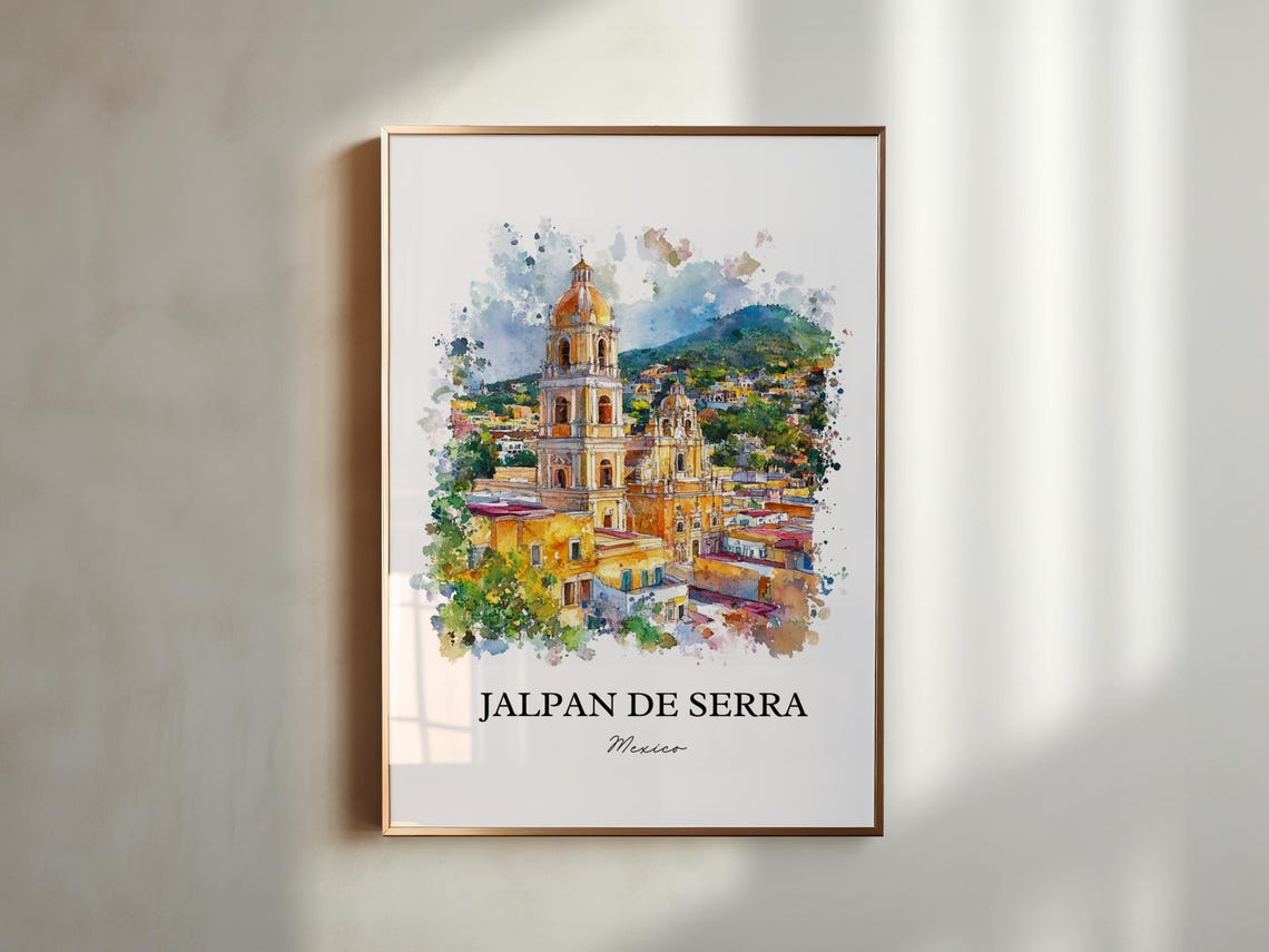 Jalpan De Serra Wall Art Quertaro Print Mexico Watercolor Gift Travel Poster Housewarming - Image 5