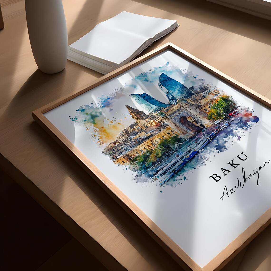 Baku, Azerbaijan Wall Art Print, Custom Text - Image 5