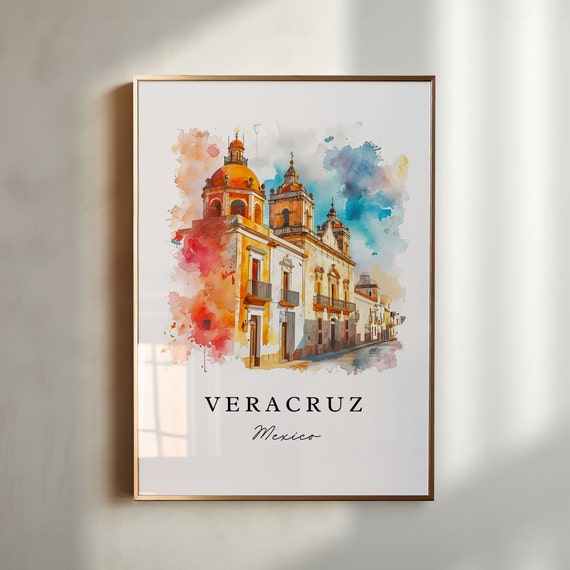 Veracruz Mx Wall Art Mexico Print Wedding Gift Birthday Present Custom Text Perfect