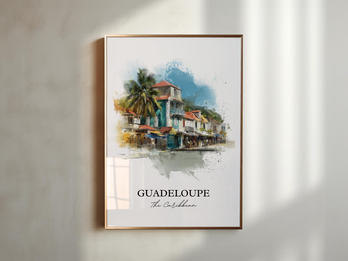 Guadeloupe Wall Art Print Caribbean Watercolor Gift Travel Poster Housewarming - Image 4