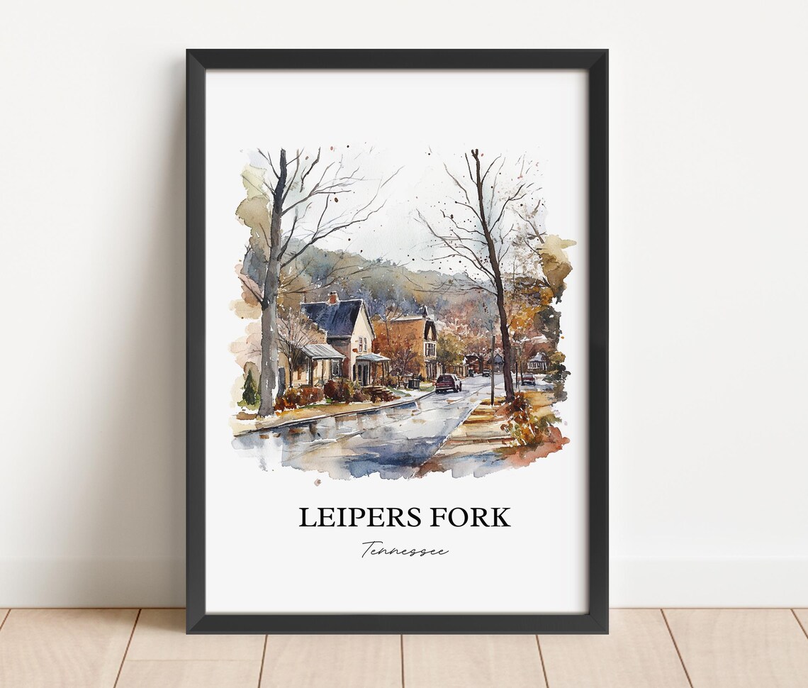 Leipers Fork Tennessee Village Street Watercolor Travel Poster - Image 2