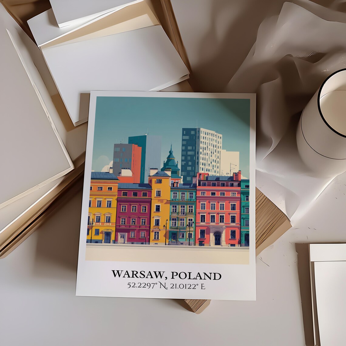 Warsaw Poland Retro Old Town Row Houses Vintage Travel Decor Poster - Image 4