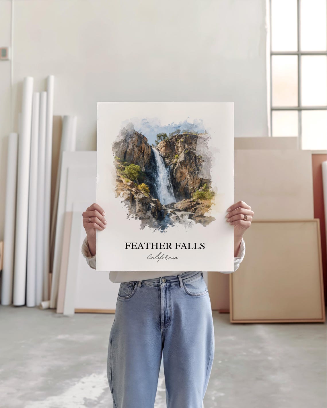 Feather Falls California Tall Canyon Waterfall Nature Poster - Image 6