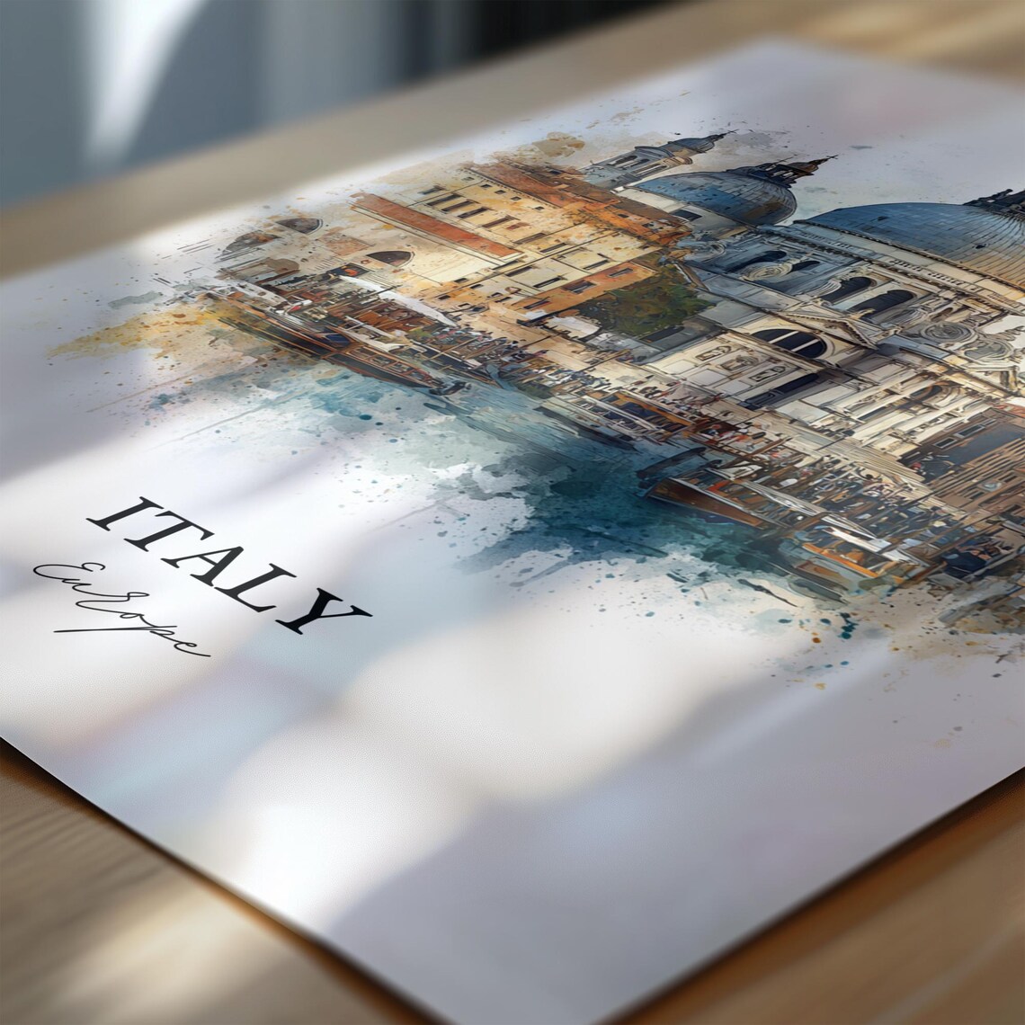 Italy Venice Grand Canal Church Watercolor Europe Travel Poster - Image 6