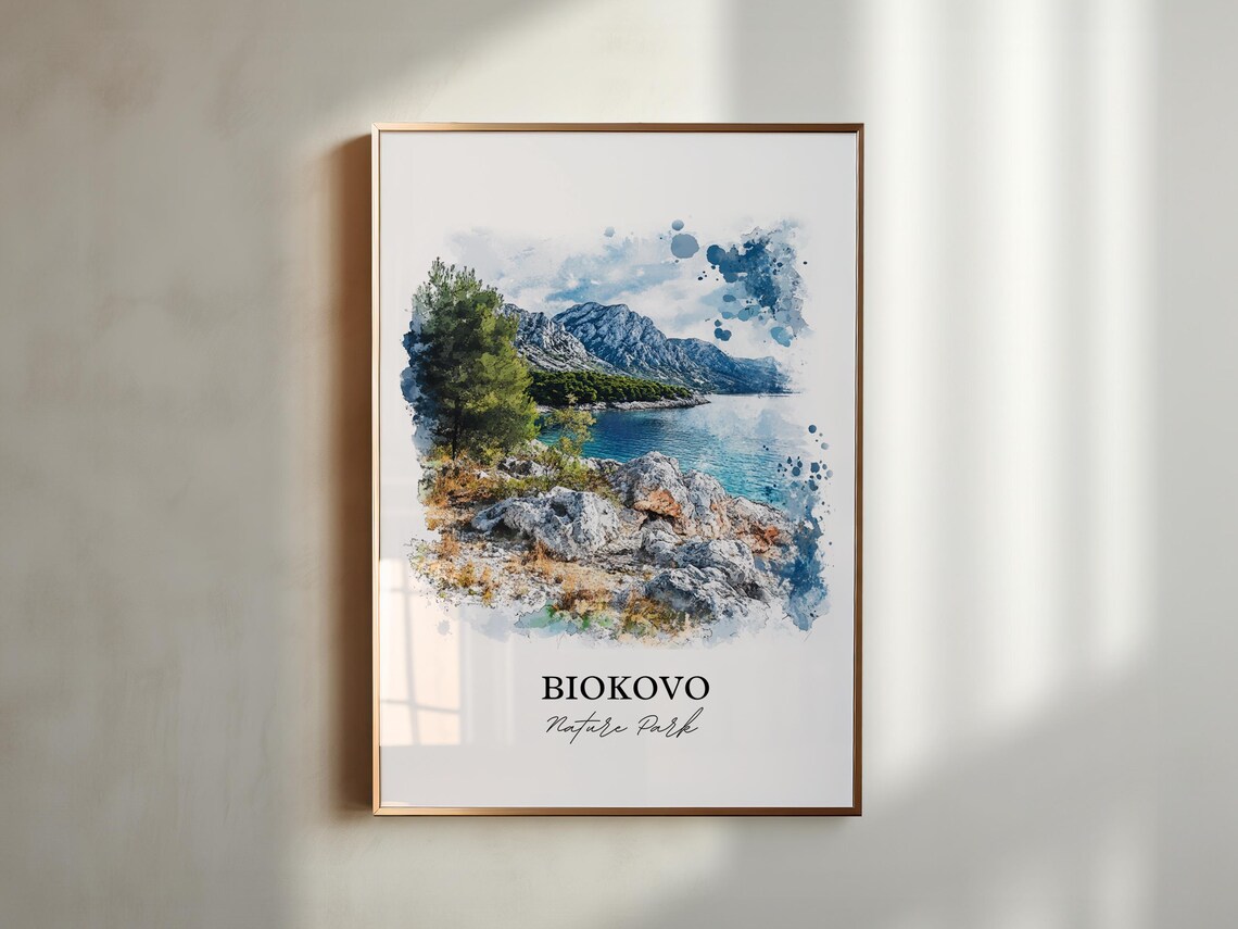Biokovo Nature Park Croatia Rocky Coast Mountains Watercolor Poster - Image 5