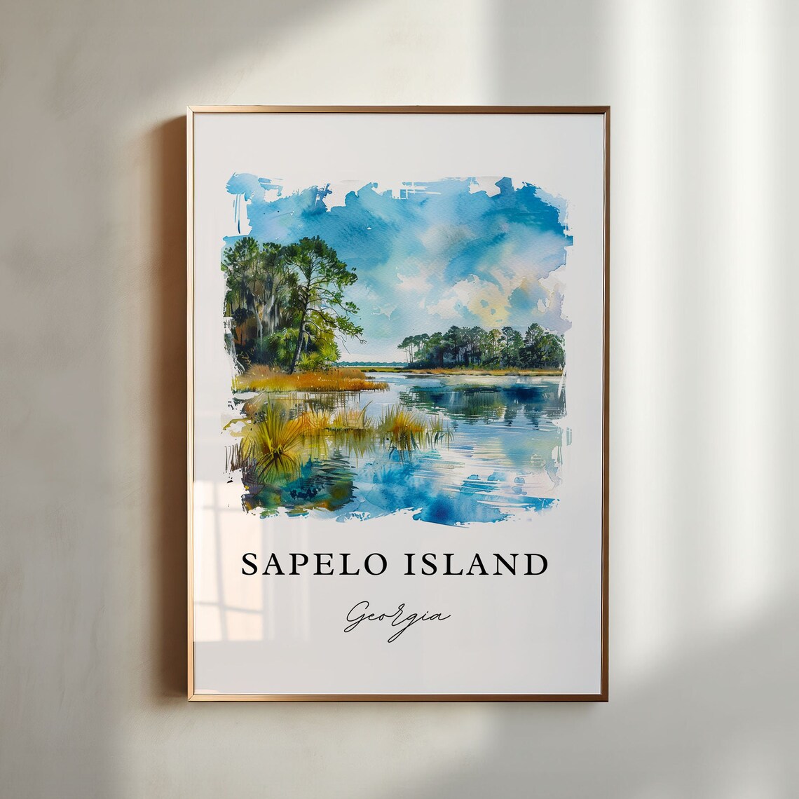 Sapelo Island Georgia Marsh Wetland Watercolor Travel Poster