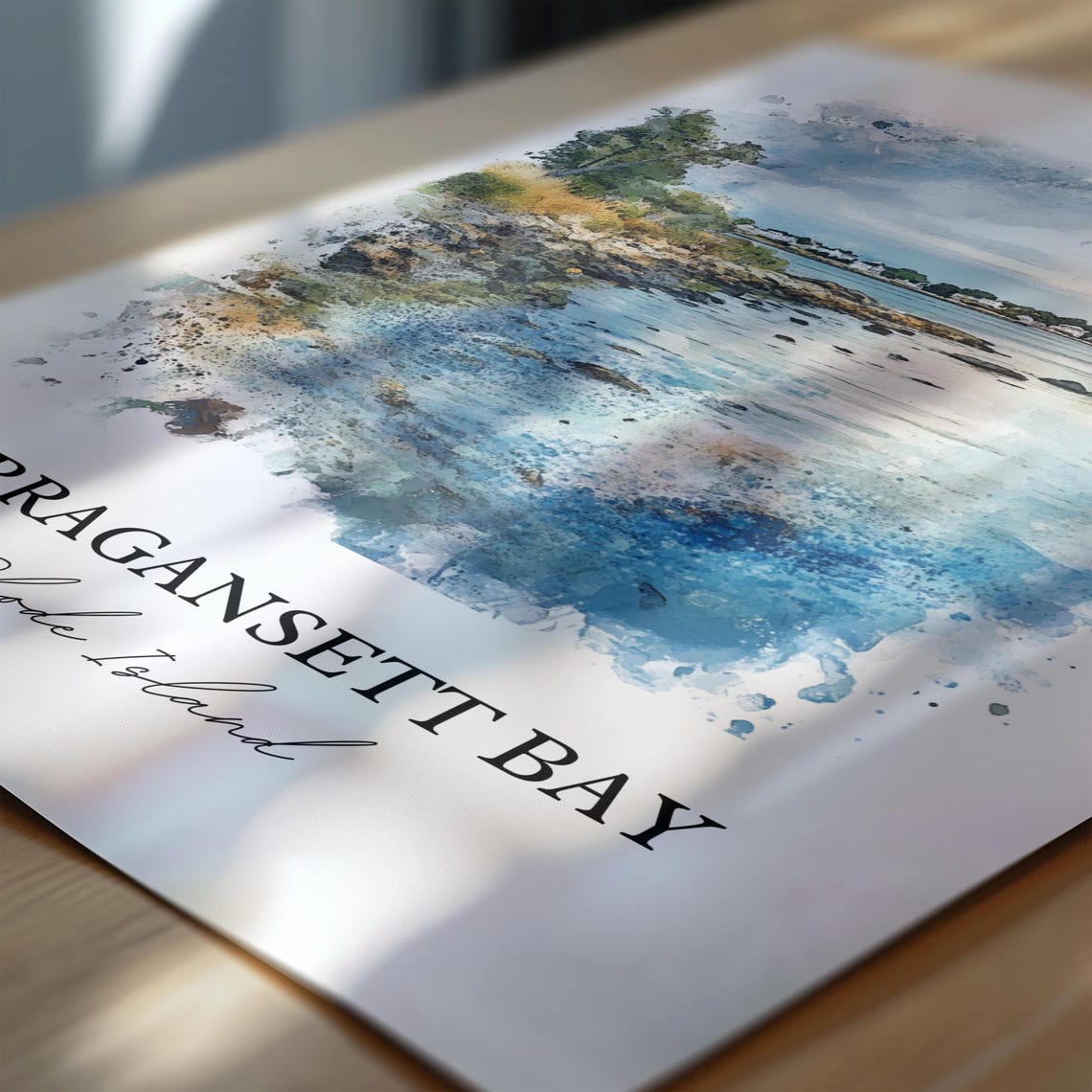 Narragansett Bay Rhode Island Rocky Shore Watercolor Coast Poster - Image 6