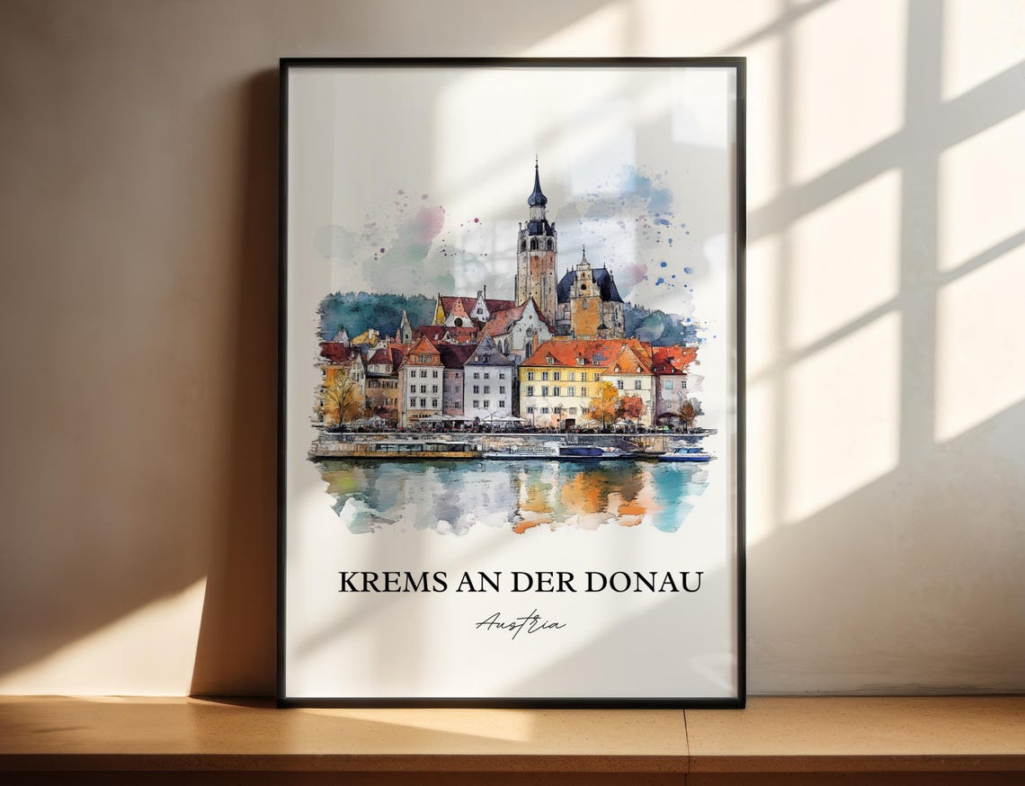 Krems An Der Donau Watercolor Travel Poster, Lower Austria