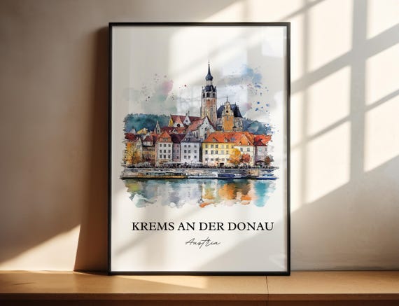 Krems An Der Donau Watercolor Travel Poster, Lower Austria