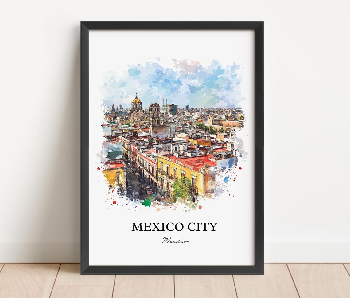 Mexico City Wall Art Print Cdmx Watercolor Gift Travel Poster Housewarming - Image 5