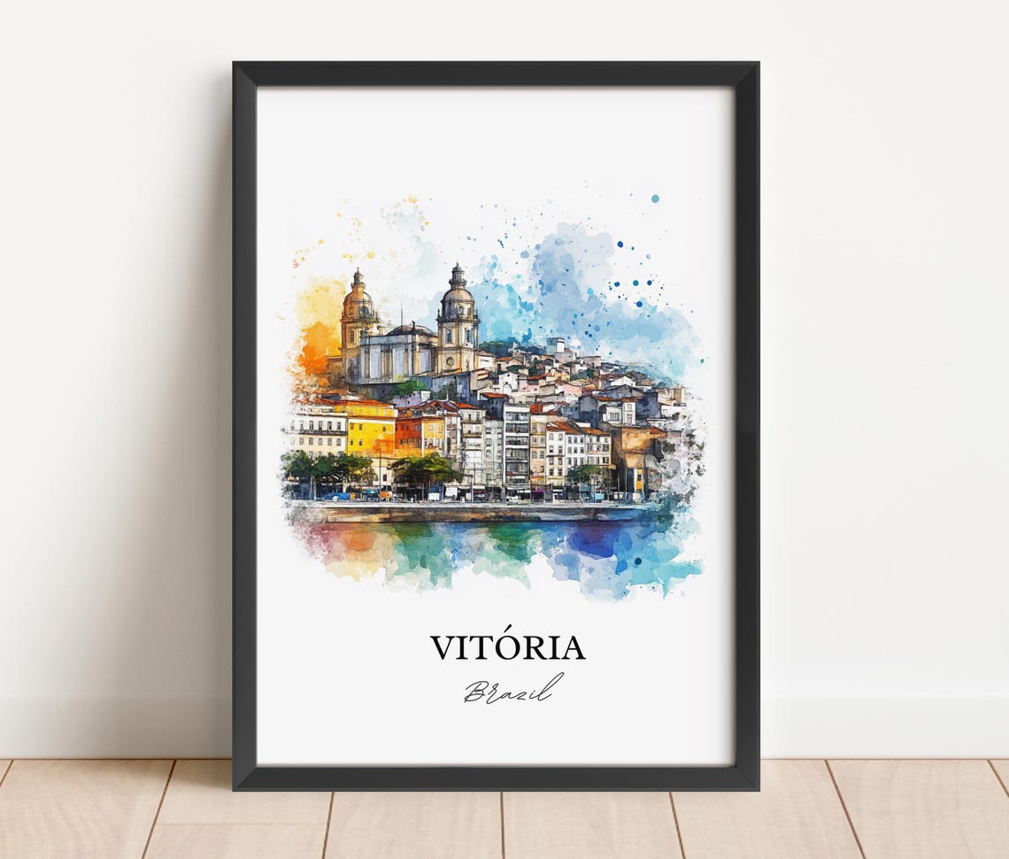 Vitria Brazil Wall Art Esprito Santo Print Watercolor Gift Travel Poster Housewarming - Image 4
