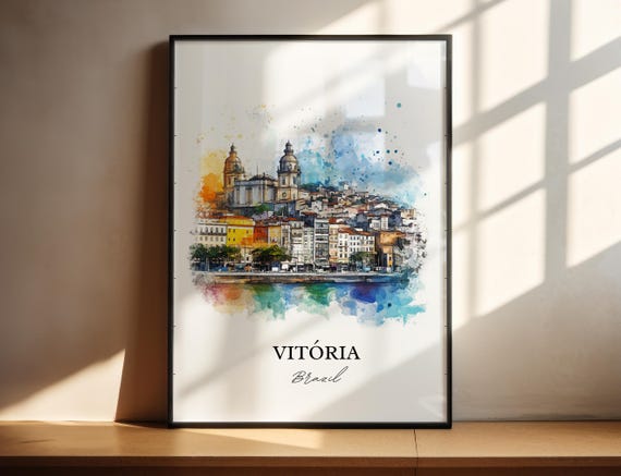 Vitria Brazil Wall Art Esprito Santo Print Watercolor Gift Travel Poster Housewarming