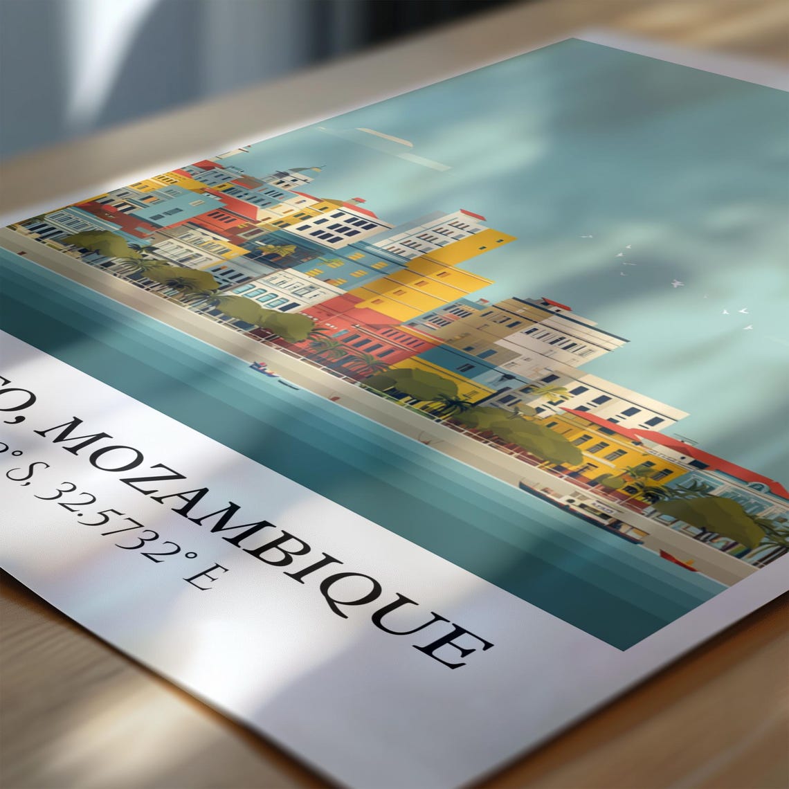 Maputo Mozambique Harbor Seafront Skyline Retro Travel Poster - Image 7