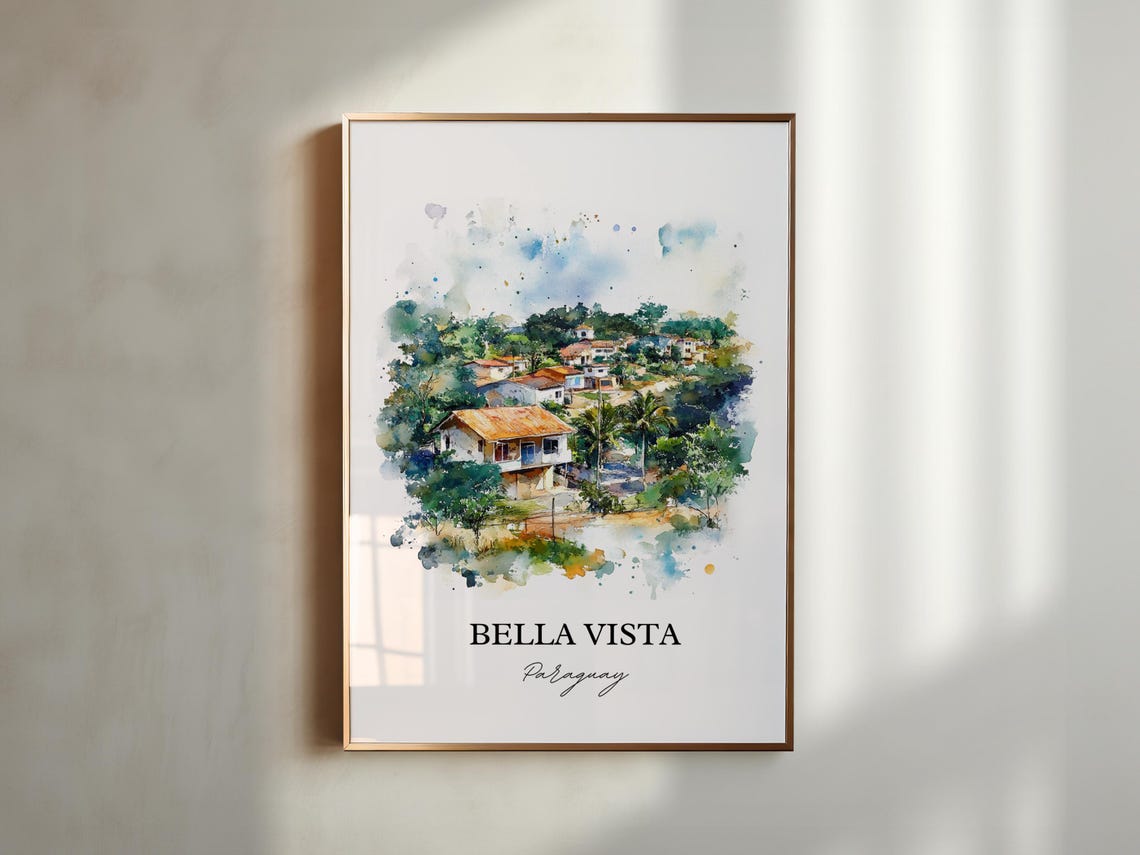 Bella Vista Paraguay Wall Art Print Watercolor Gift Travel Poster Housewarming - Image 5