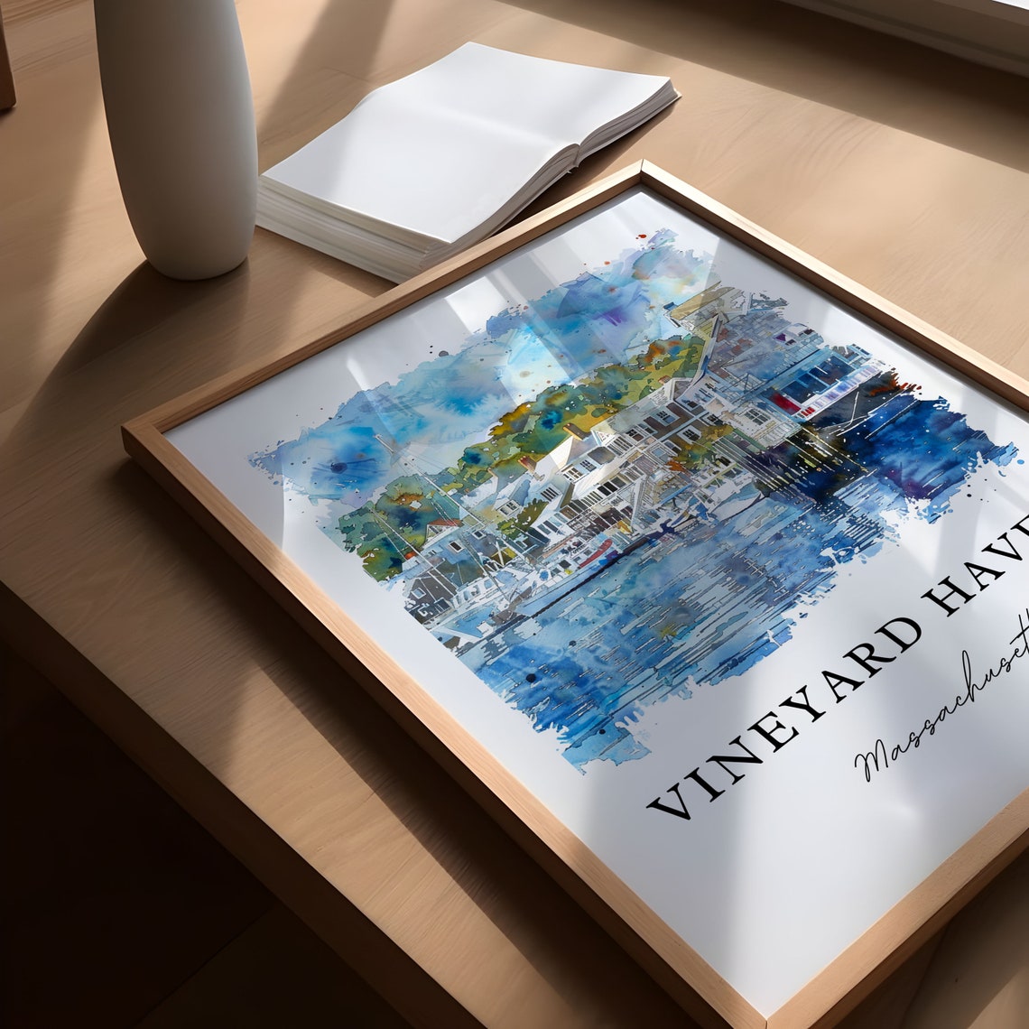 Marthas Vineyard Tisbury Watercolor Travel Poster - Image 5