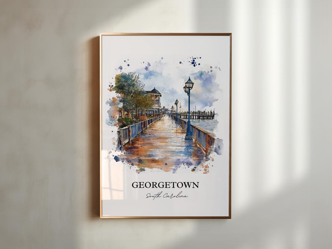 Georgetown South Carolina Charming Waterfront Boardwalk Art Poster - Image 4