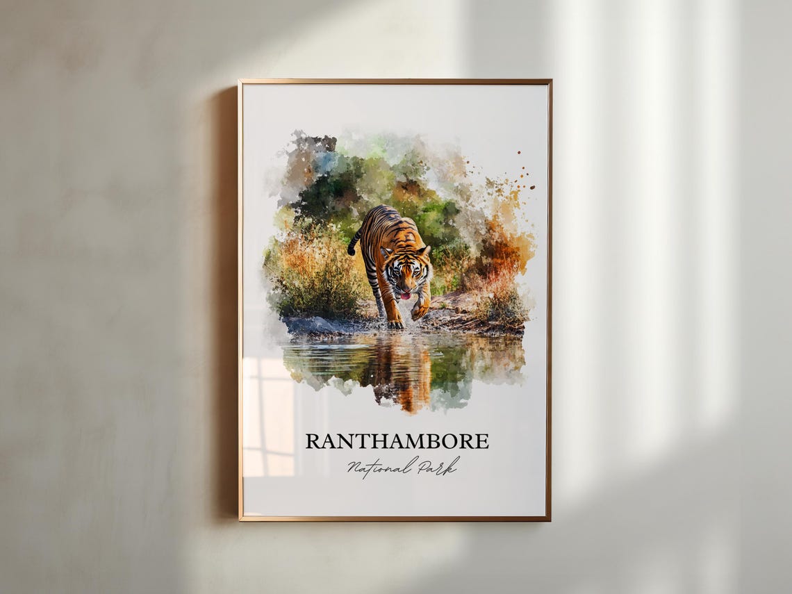 Ranthambore Tiger India Wildlife Watercolor National Park Poster - Image 5