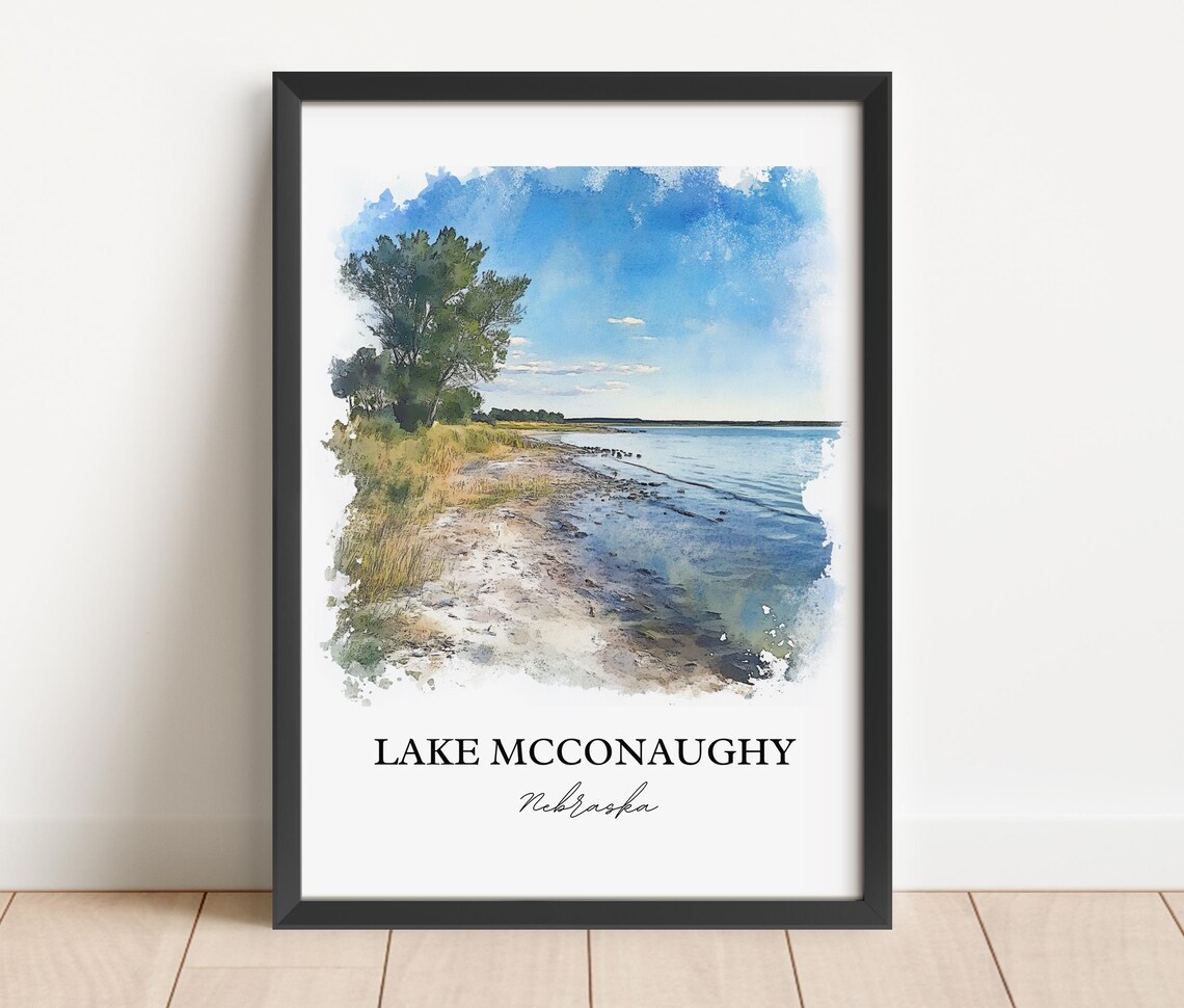 Lake McConaughy Nebraska Lake Shore Watercolor Travel Poster - Image 6