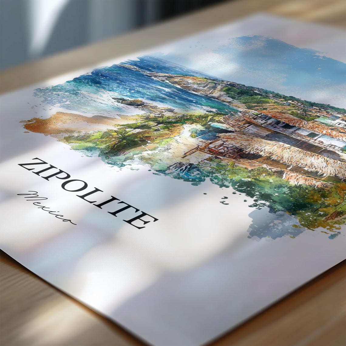 Zipolite Wall Art Mexico Print Watercolor Oaxaca Gift Travel Poster Housewarming - Image 6