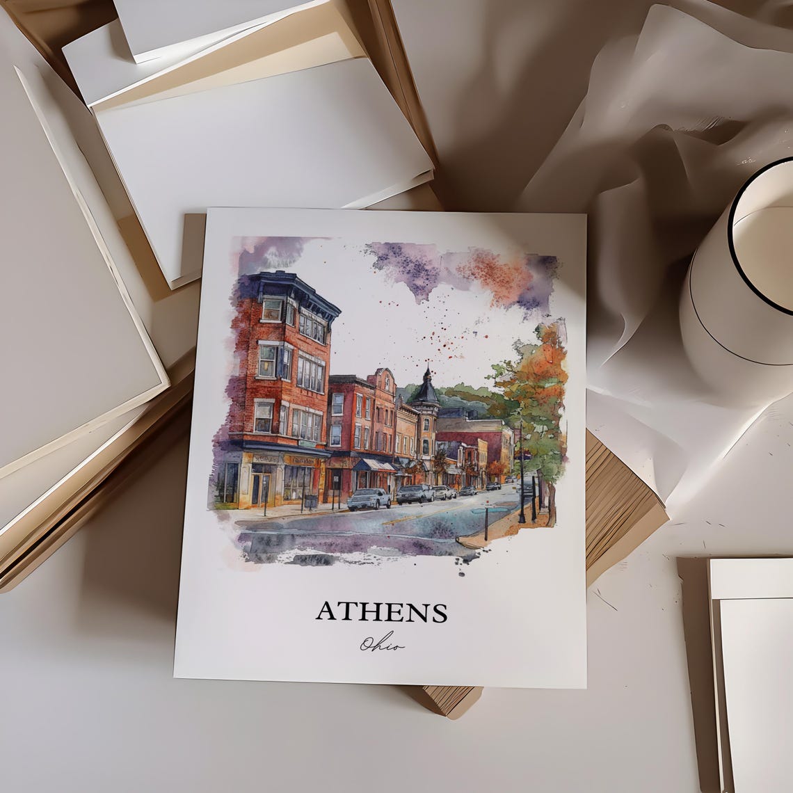 Athens Ohio Travel Poster, Watercolor Art Print - Image 4