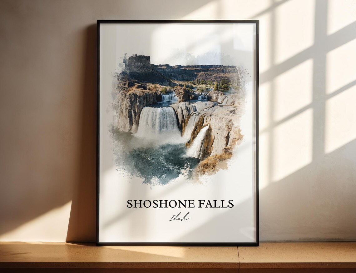 Shoshone Falls Idaho Snake River Canyon Waterfall Watercolor Poster