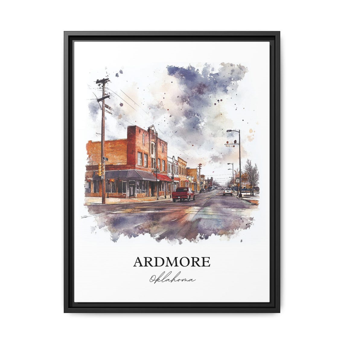 Ardmore Oklahoma Watercolor Historic Brick Main Street Poster - Image 2
