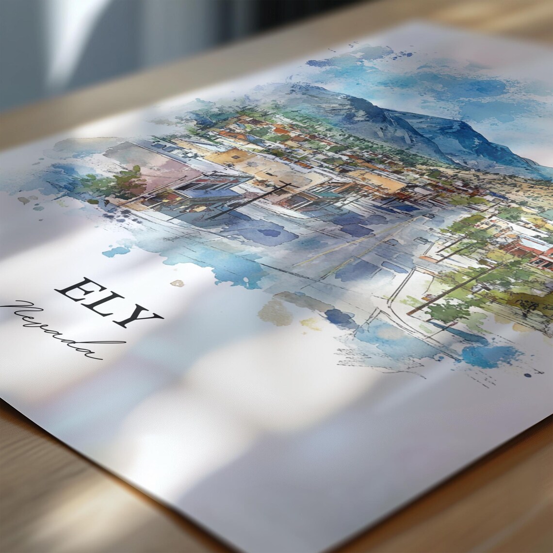 Ely Nevada Historic Mountain Town Main Street Watercolor Travel Poster - Image 6