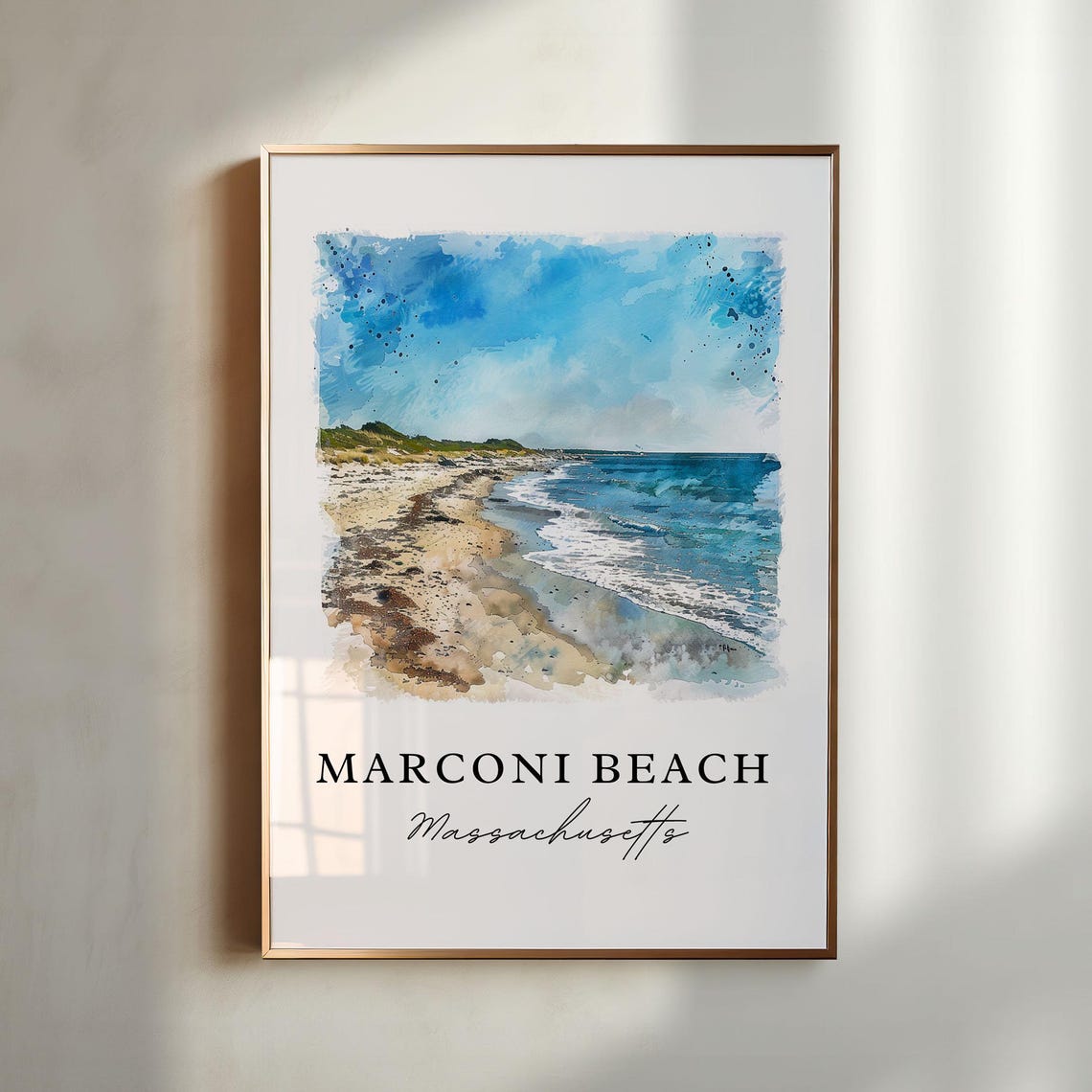 Marconi Beach Massachusetts Sandy Ocean Shore Watercolor Poster