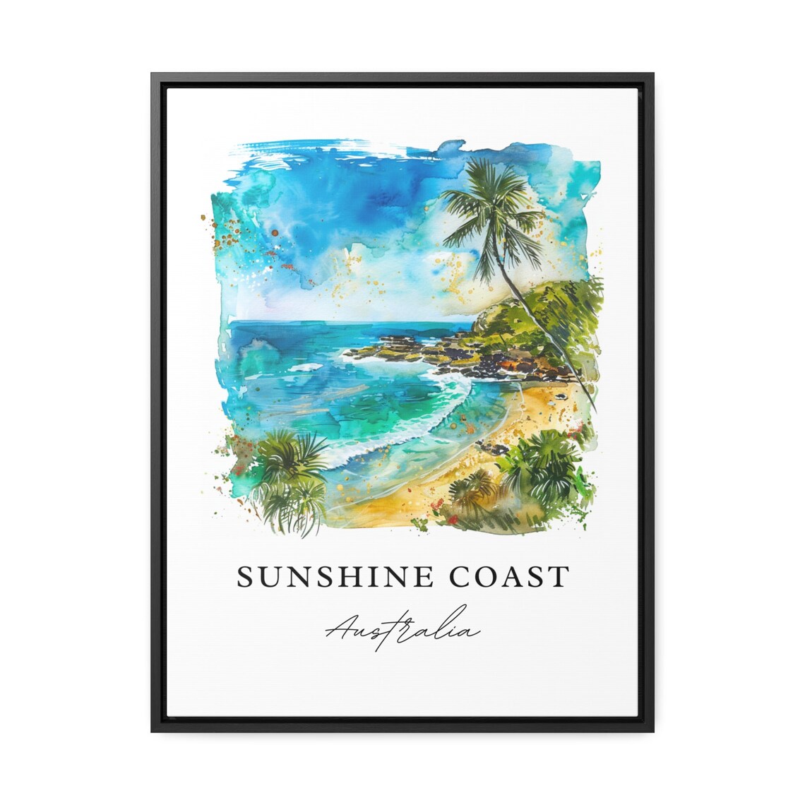 Sunshine Coast Australia Tropical Beach Watercolor Coastal Poster - Image 3