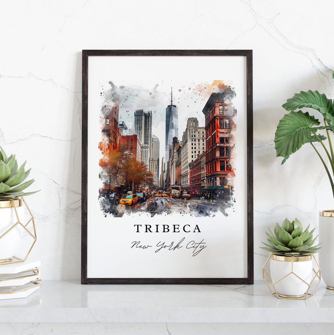 Tribeca New York City Downtown Skyline Watercolor Street Poster - Image 3