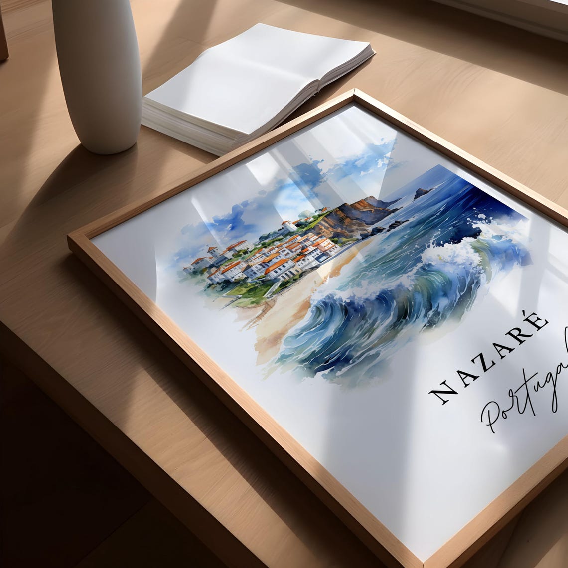 Nazare Travel Poster, Watercolor Wall Art Print - Image 5