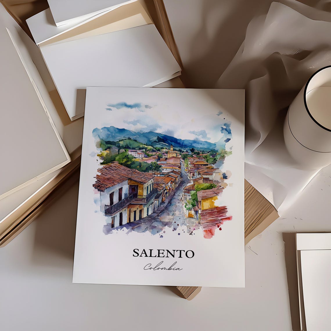 Salento Colombia Wall Art Print Bogot Watercolor Gift Travel Poster Housewarming - Image 3