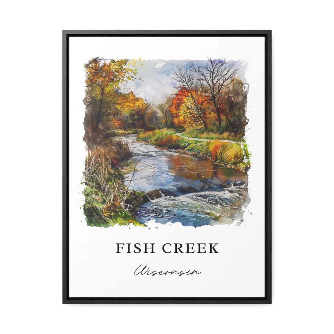 Fish Creek, WI Watercolor Travel Poster Art Print - Image 3