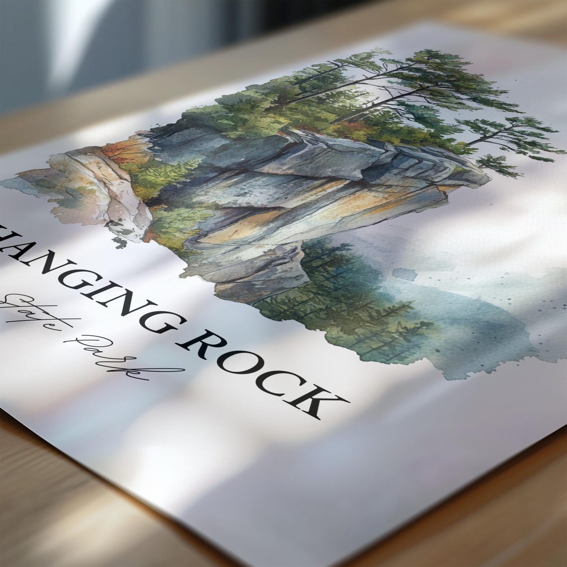 Hanging Rock State Park Watercolor Cliff Overlook Pines Poster - Image 5