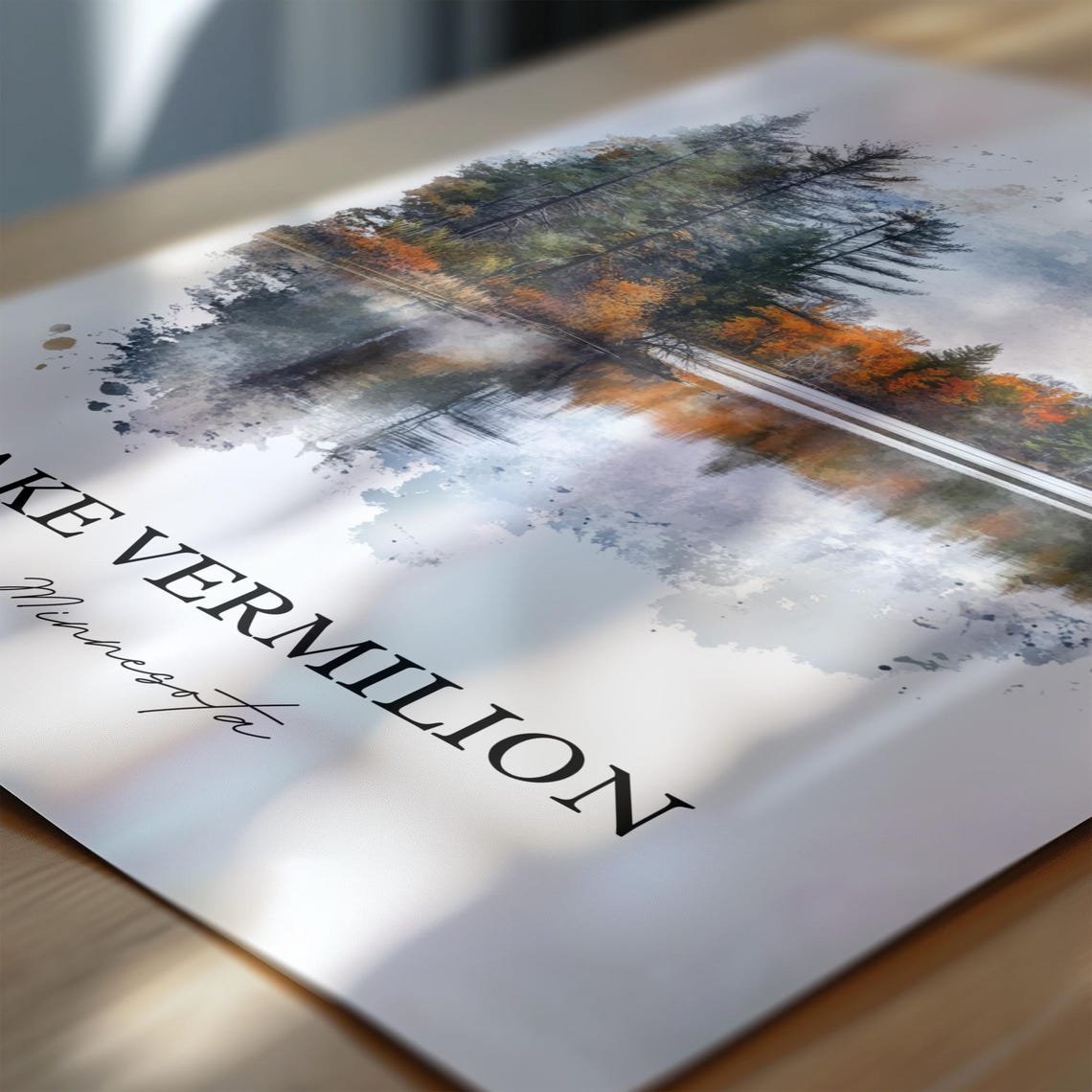 Lake Vermilion Minnesota Misty Autumn Pine Reflection Poster - Image 6