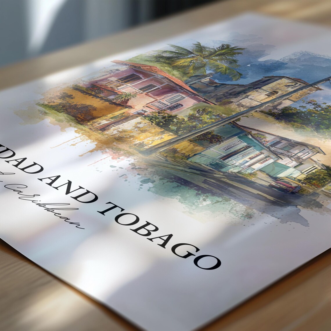 Trinidad and Tobago Caribbean Colonial Town Watercolor Poster - Image 6