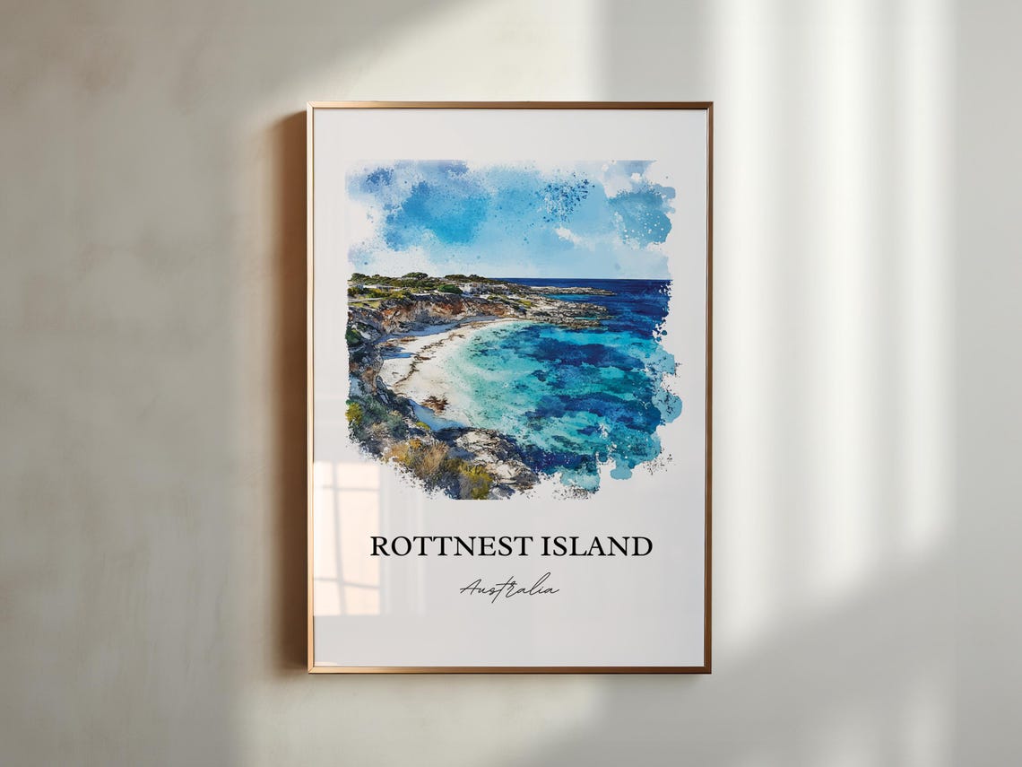 Rottnest Island Australia Coral Cove Cliffs Watercolor Poster - Image 4