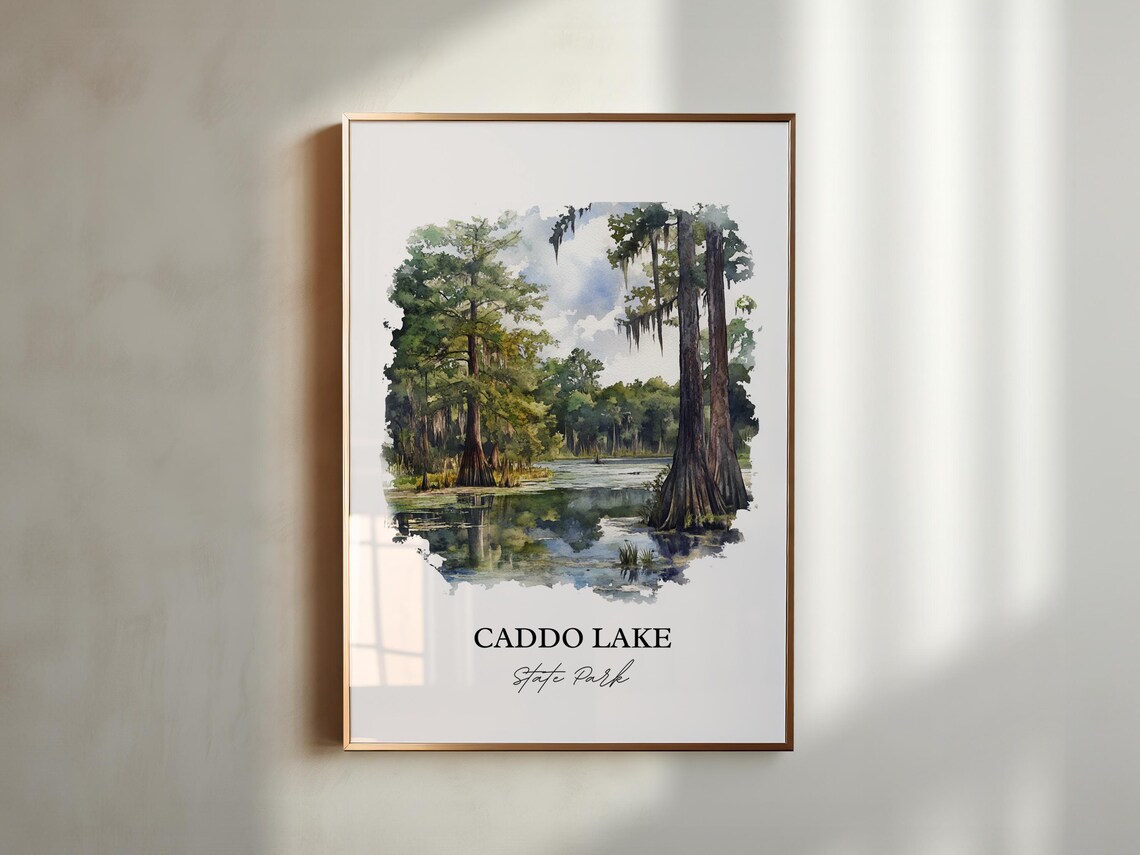 Caddo Lake Texas State Park Cypress Swamp Watercolor Art Poster - Image 4