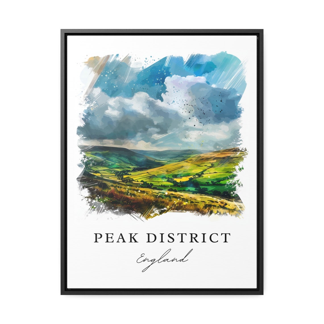 Peak District England Rolling Hills Watercolor Landscape Poster - Image 3
