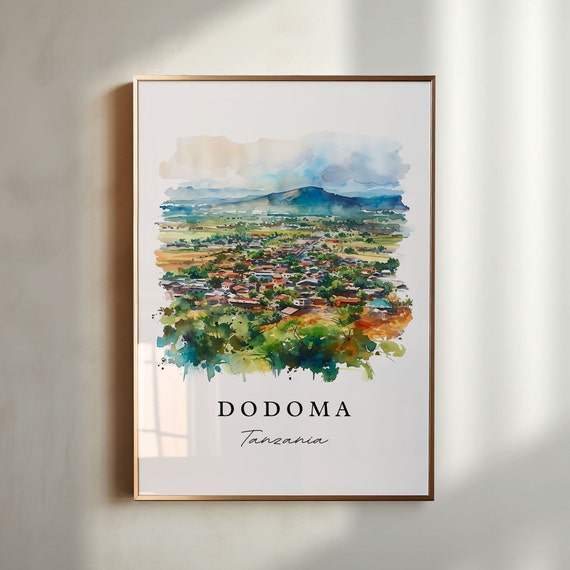 Dodoma Tanzania Wall Art Print Wedding Gift Birthday Present Custom Text Perfect