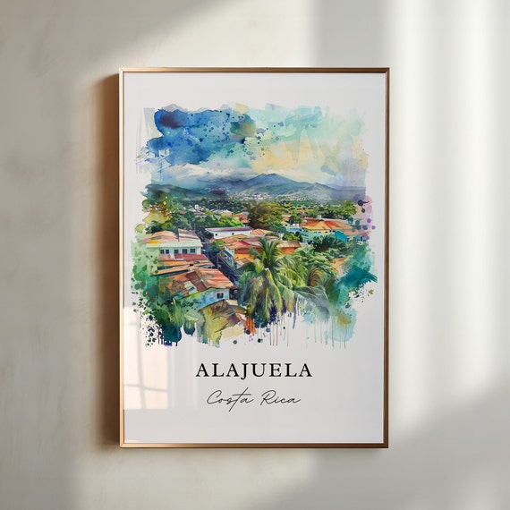Alajuela Wall Art Alajuela Costa Rica Print San Jose Watercolor Alajuela Gift Travel Print Travel Poster Housewarming Gift
