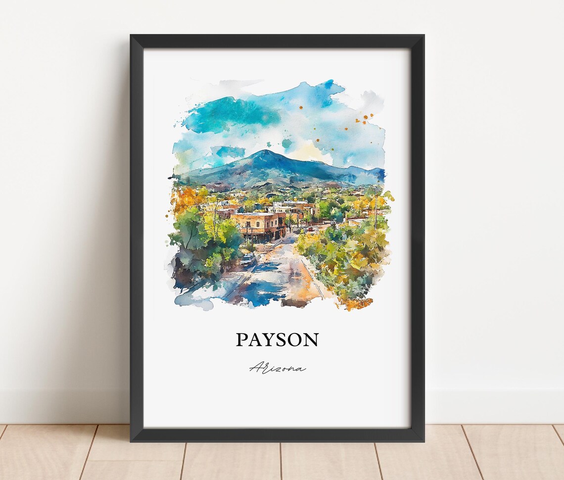Payson Arizona Mountain Town Watercolor Street View Travel Poster - Image 3