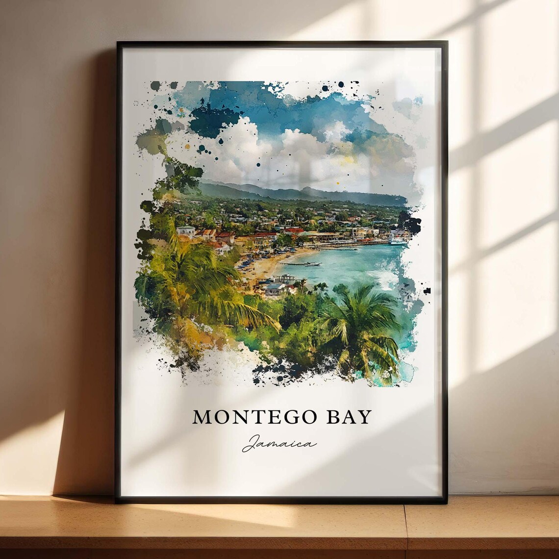 Montego Bay Jamaica Watercolor Travel Poster Print