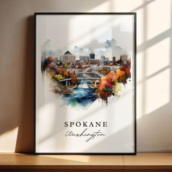 Spokane WA Personalized Washington Art Print